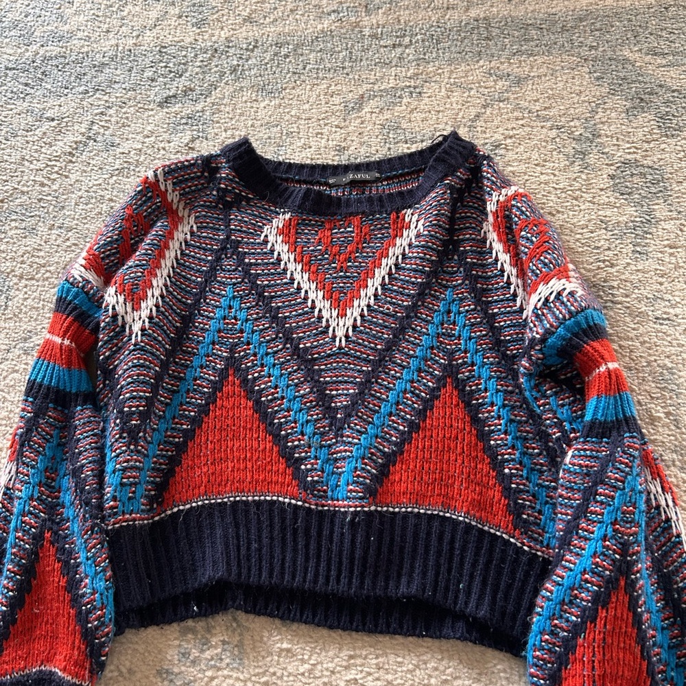 Zaful Multicolor Chevron Knit Sweater